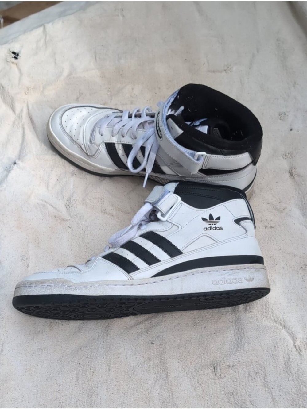 adidas White and Black High-Top Sneakers with Ankle Strap
